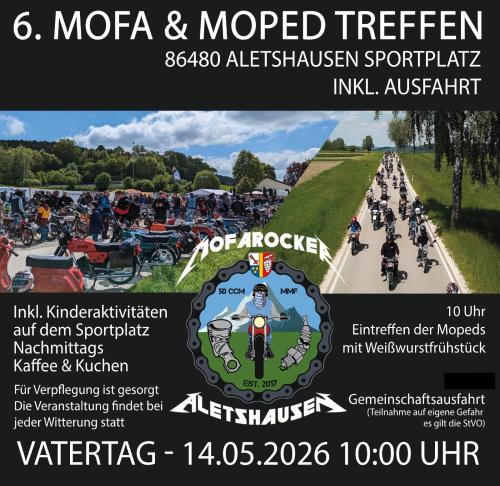 6. Mofa & Mopedtreffen Aletshausen Mofarocker Aletshausen Moped-kalender Mofatreffen mofa treffen moped mofatreffen altimgtxt 2026