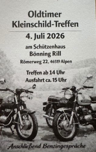 Ausfahrt zum Kleinschildtreffen in Alpen für alle Mopeds/Mofas Mattias.R Moped-kalender Mofatreffen mofa treffen moped mofatreffen altimgtxt 2026